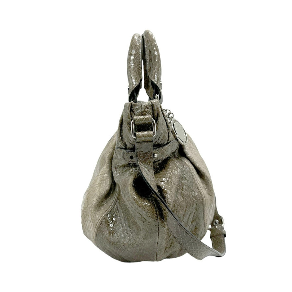 Celine Gray Silver Python Bag 2way Green Shoulder Khaki Brown